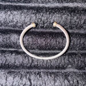 David Yurman Silver and Gold Cable Bracelet Black Onyx and 18K yellow gold 4mm